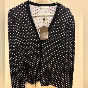 St. John Sport black white Polka Dot button down Sweater cardigan jacket new